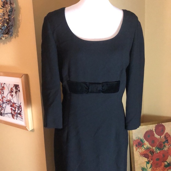 Vintage 90’s TALBOTS Size 16 Wool Blend Velvet Bow Waist Black-Tie Modest EUC - Picture 1 of 14